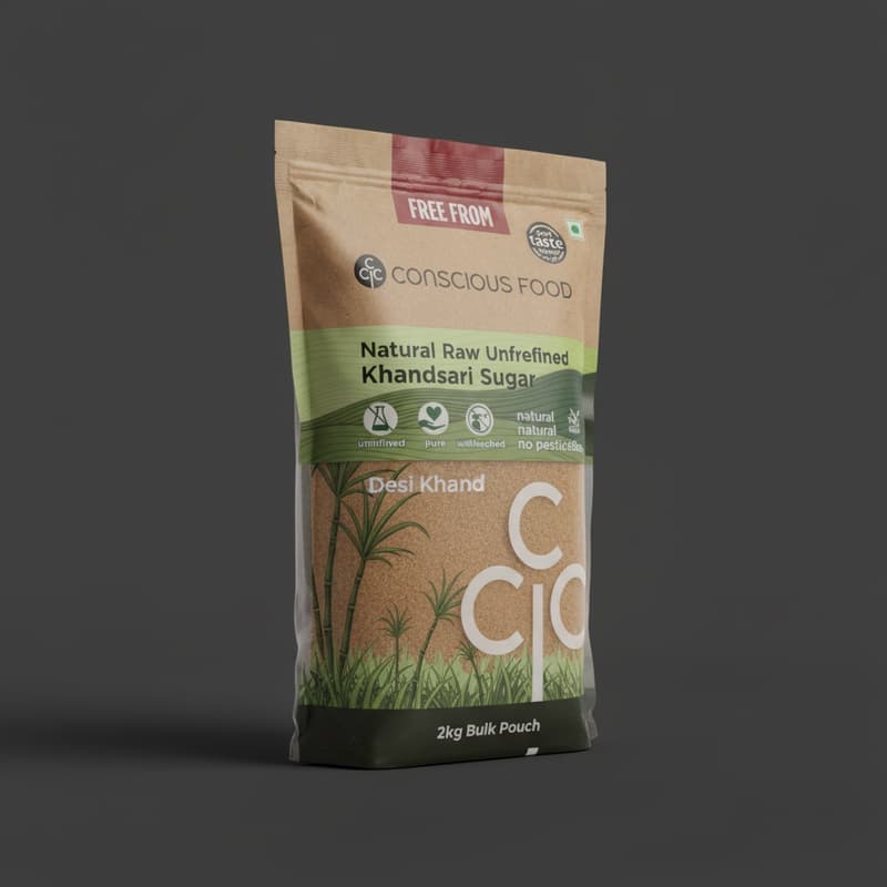 Natural Raw Unrefined Khandsari Sugar, Desi Khand, 2 Kg Bulk Package β image 1