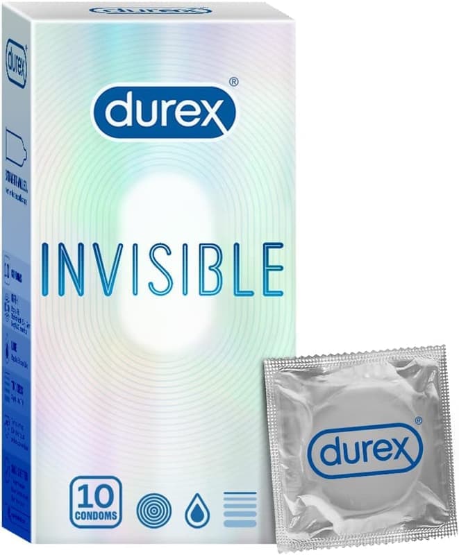 Durex Invisible Super Ultra Thin Condoms for Men - 10 Count - Packaging May Vary β image 1