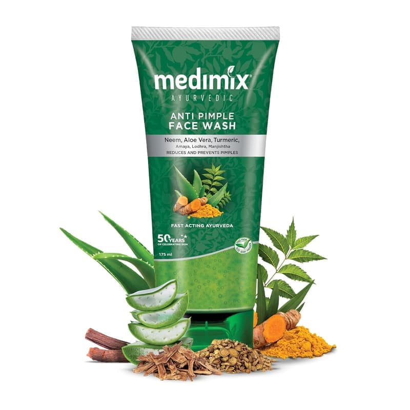 Medimix Ayurvedic Anti Pimple Face Wash (3.5*oz) 100 ml | With Neem, Aloe Vera, and Turmeric | Helps reduce & prevent pimples | Natural | Herbal | Paraben-free | Soap-free β image 1