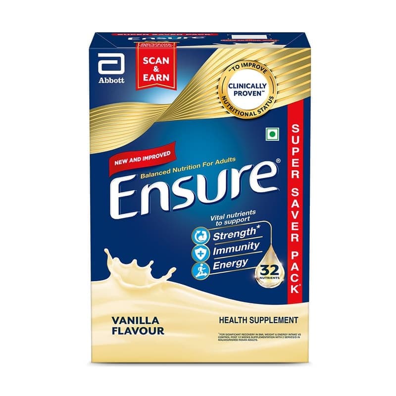 Ensure No 1 Nutritional Supplement Drink in the world, 32 nutrients High Protein,Calcium,Vit D, Vanilla 950g/1kg, Wt may vary, Powder, 1 count, 35 servings โ image 1