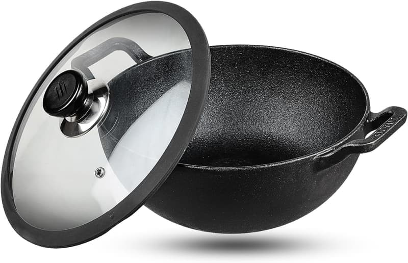 Legacy Pre Seasoned Cast Iron Kadai with Glass Lid, 2.4 liters, 22 cm, Non Stick, 100% Pure, Toxin Free, Safety Sleeve, Rust Proof β image 1