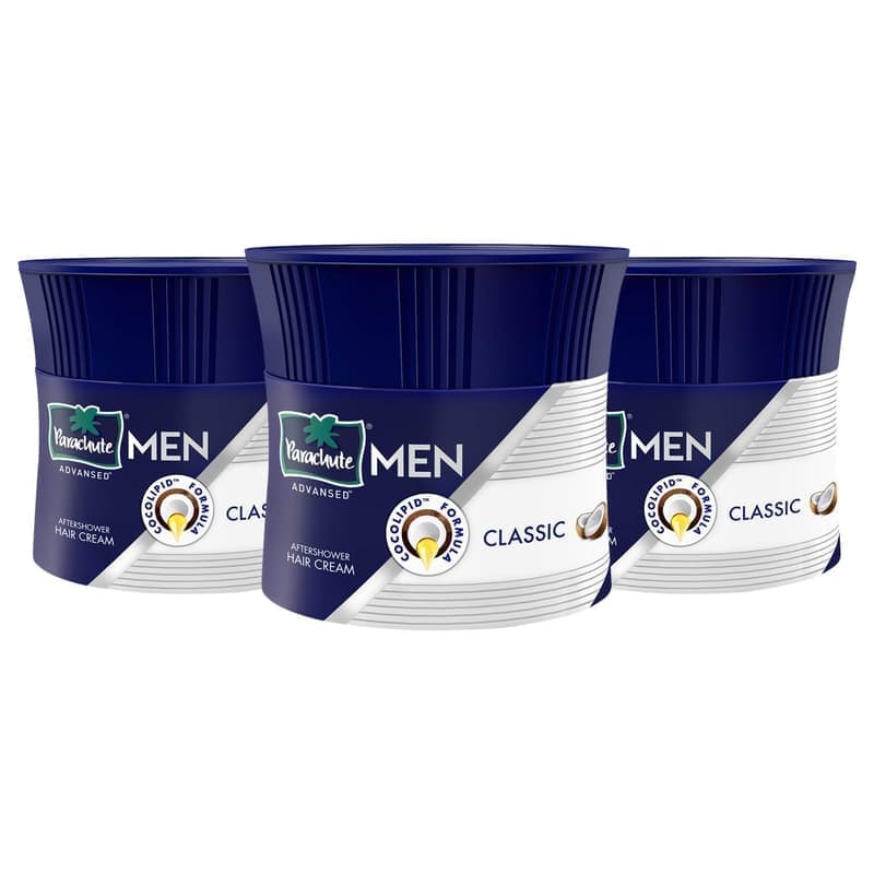 Parachute Advansed Hair Cream For Men |Hair Cream After Shower |Goodness of Coconut| Moisturizes & Strengthens Hair| For Soft, Smooth Hair| Non Sticky | 3.3 Fl.oz. | Pack of 3 β image 1