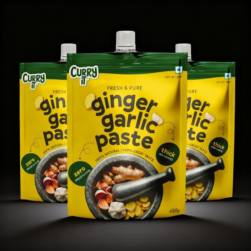 CURRYiT Ginger Garlic Paste, Preservative Free, Fresh Cooking Paste, 450g, Pack of 3 β image 1