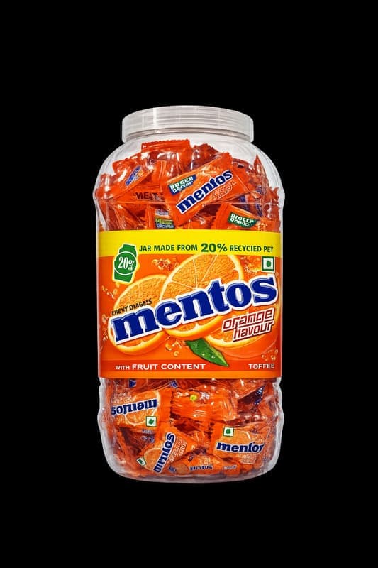 Mentos Orange Flavour Chewy Candy Jar β 210 Pieces (646 g) | Fruity Soft Chews β image 1