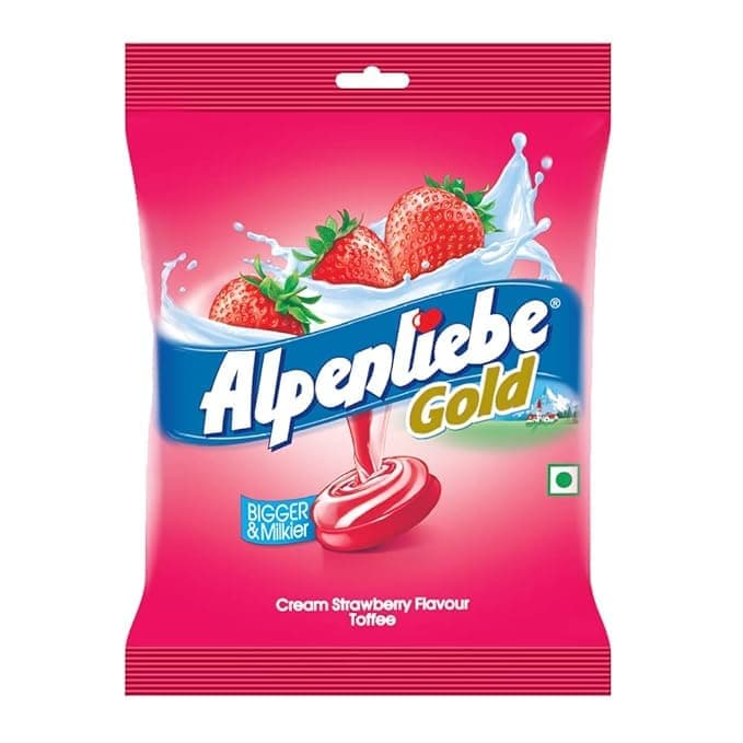 Alpenliebe Gold Cream Strawberry Flavoured Candy Pouch | Rich Creamy Toffees | 90 Pieces | 297 g β image 1
