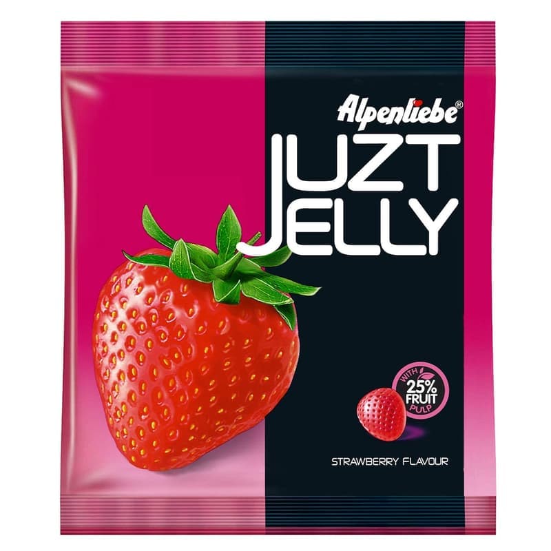 Alpenliebe Juzt Jelly Strawberry Flavour Jelly Candy Pouch | Soft Chewy Gummies | 100 Pieces | 380 g β image 1
