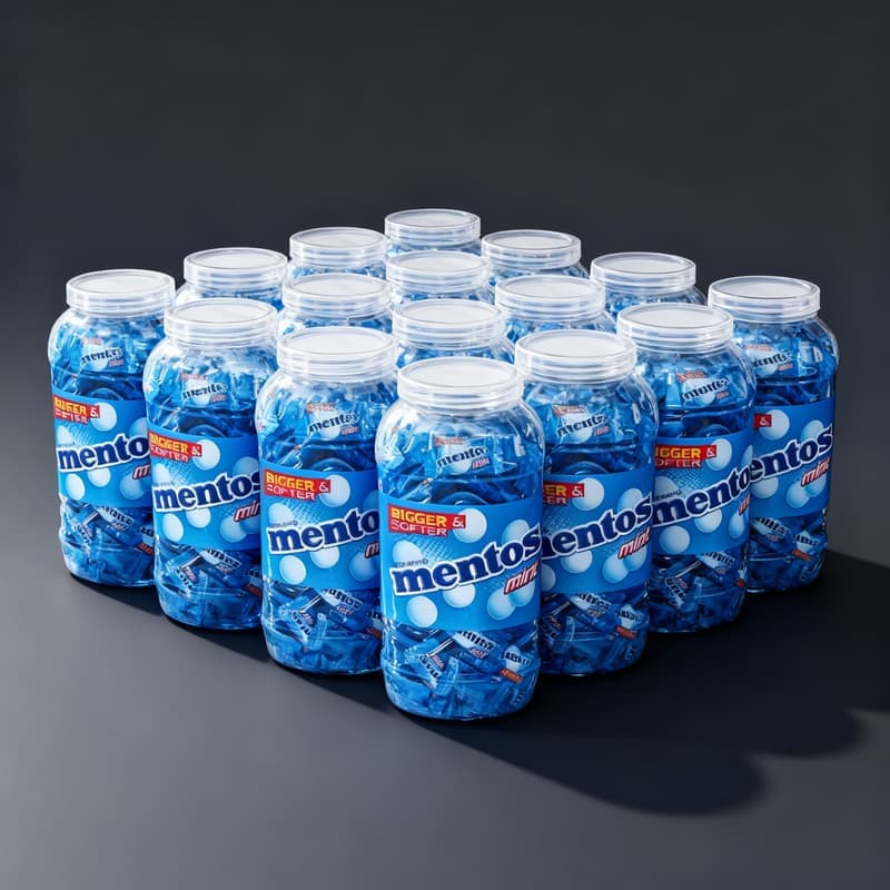 Mentos Mint Flavour Chewy Candy Jar (210 Pieces Each), 567 g per Jar | Bulk Pack of 16 Jars | Refreshing Mint Candy for Wholesale & Distribution β image 1