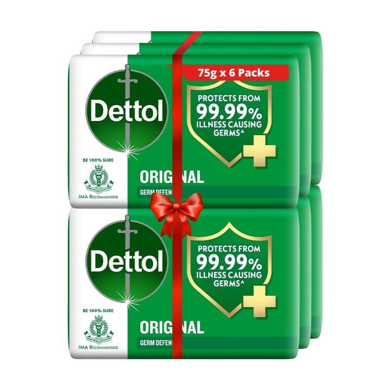 Dettol Original Antibacterial Bar Soap, Germ Protection Bath Soap, Fresh Clean Fragrance, 100g Each (Pack of 6) β image 1