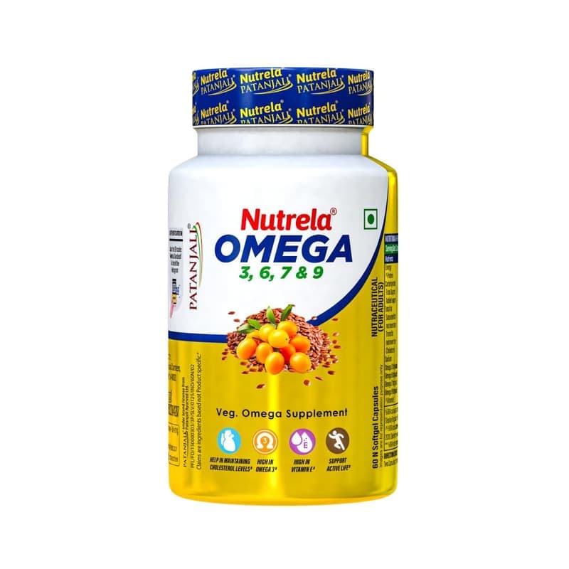 NUTRELA Patanjali 1500 mg Omega 3 6 7 9 for Men & Women - 60 Veg Softgel | Strength Supplement for Muscle, Bone, Heart, Eye, Skin & Brain with EPA 200mg & DHA 150mg โ image 1
