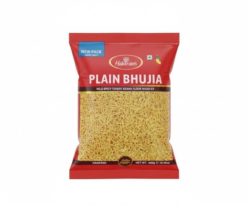 Haldiram's Nagpur Plain Bhujia Namkeen, Crispy Gram Flour Snack, Traditional Indian Sev, Ready-to-Eat Tea Time Snack, 400 g β image 1