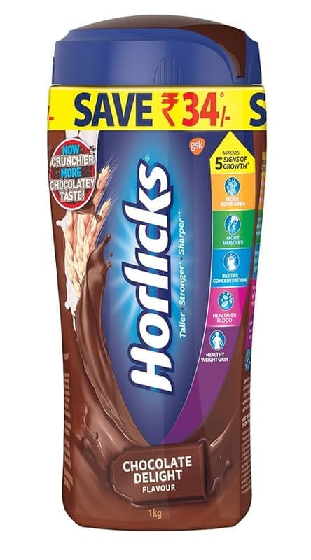 Horlicks Chocolate Health Drink Powder, Malted Nutritional Drink with Vitamins & Minerals, Delicious Chocolate Flavor, 1 kg Jar โ image 1