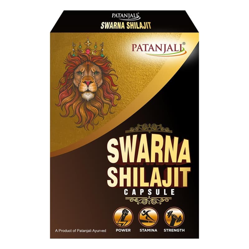 Patanjali Swarna Shilajit Capsules โ Ayurvedic Herbal Supplement for Energy, Strength & Stamina Support | Vitality & Endurance Formula |(10 capsules) 1 Strip โ image 1