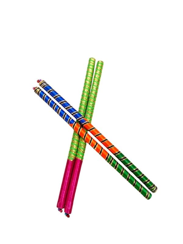 BookMyCostume Pack of 2 Assorted Designer Multicolor Dandiya Sticks for Navratri Garba Premium Accessory for Kids & Adults — image 1