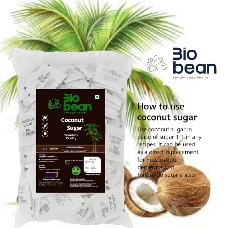 Organic Coconut Sugar Sachets, 0.03g Each, Pack of 2 (200 Sachets per Pack) | Natural Sweetener — image 1