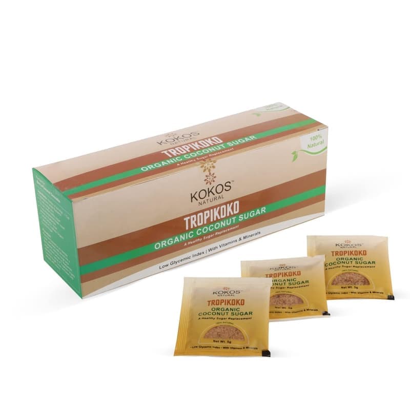 Natural Organic Coconut Sugar Sachets - Low Glycemic Index, Unrefined (50 Sachets × 5g) — image 1