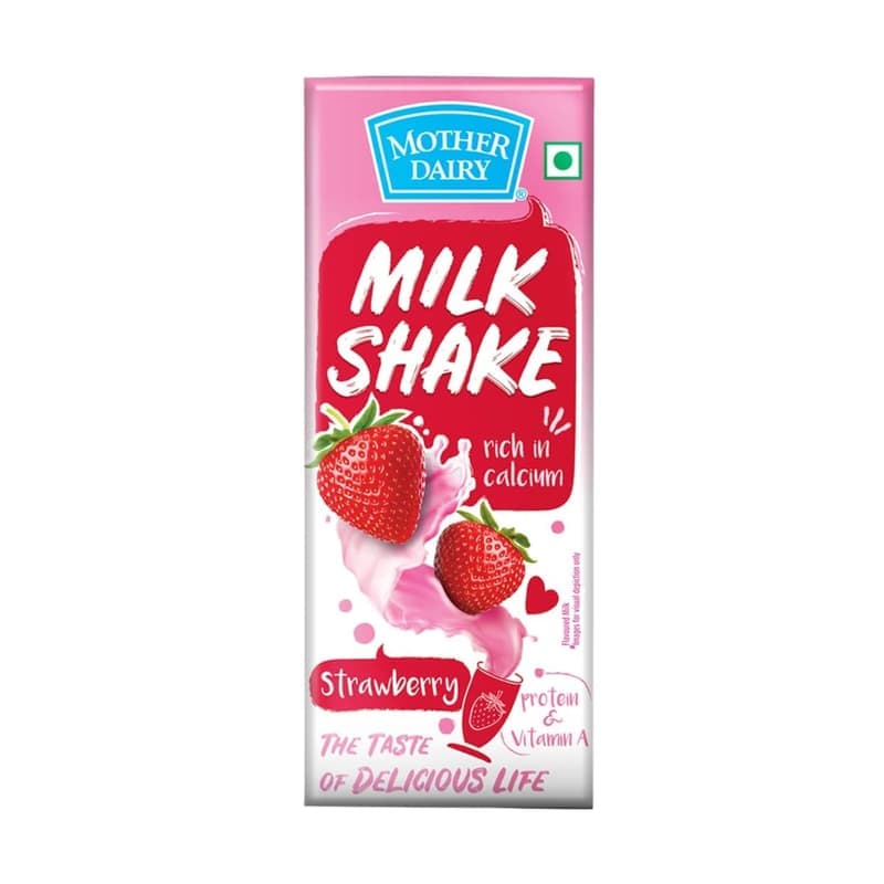 Mother Dairy Strawberry Milkshake 180ml - Ready to Drink (Pack of 12) — image 1