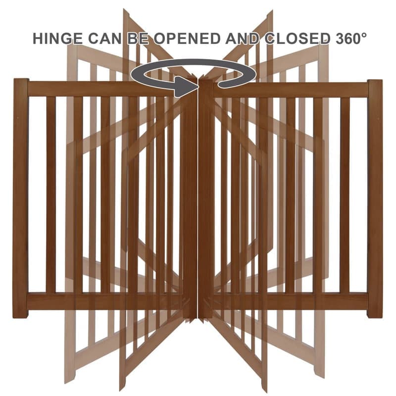Solid Wood Freestanding Foldable Dog Gate - 4 Panels, 24 Inches Height — image 1