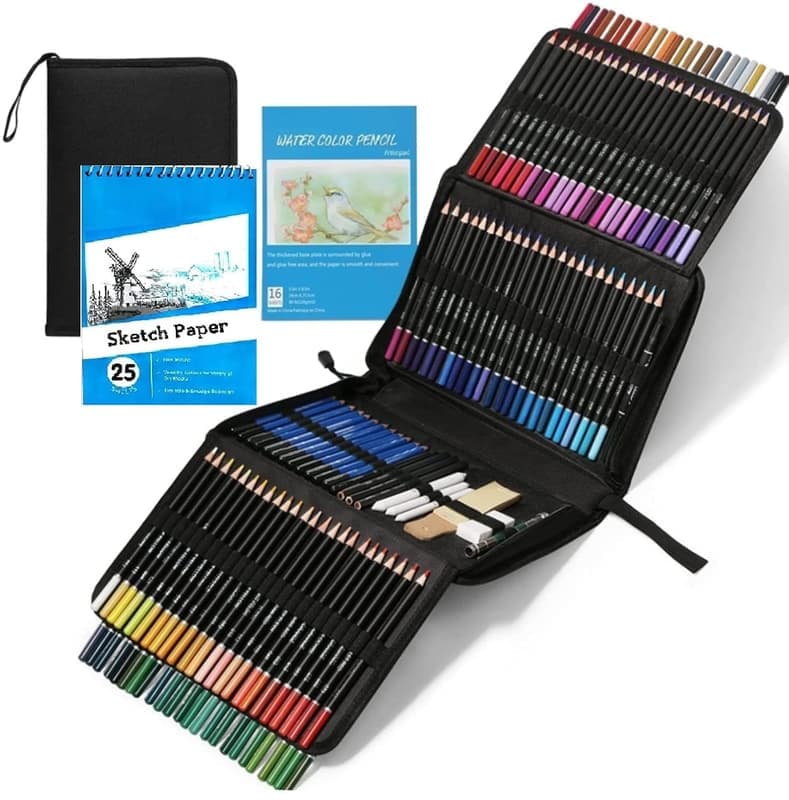 Corslet 146 Pc Drawing Pencils For Artists Kit With 16 & 25 Page A5 Sketch Book Watercolor Oil Based Colour Set Sketching Artist Art Supplies, Ink Black β image 1