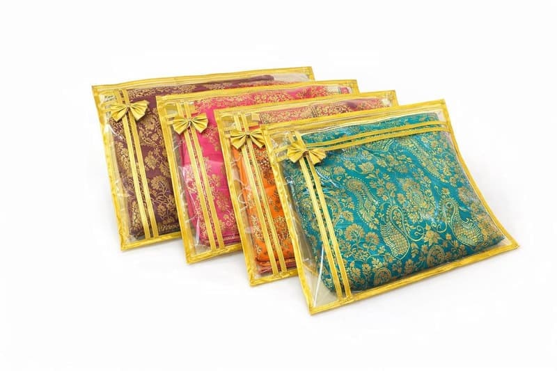 RAAHII 10 Piece Transparent Saree Packing Cover with Zip , Single Saree Gift & Wedding Packing Bag , Saree bag for storage , Saree suit Cover for Gifting, Storage & Wardrobe Use β image 1