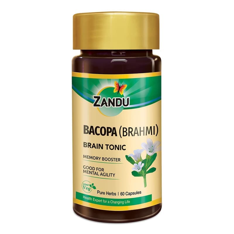 Zandu Bacopa (Brahmi) Capsules: An Age Old Ayurvedic Remedy Made Using Natural Extracts of Brahmi, Helps Improve Focus & Learning- 60 Veg capsules β image 1