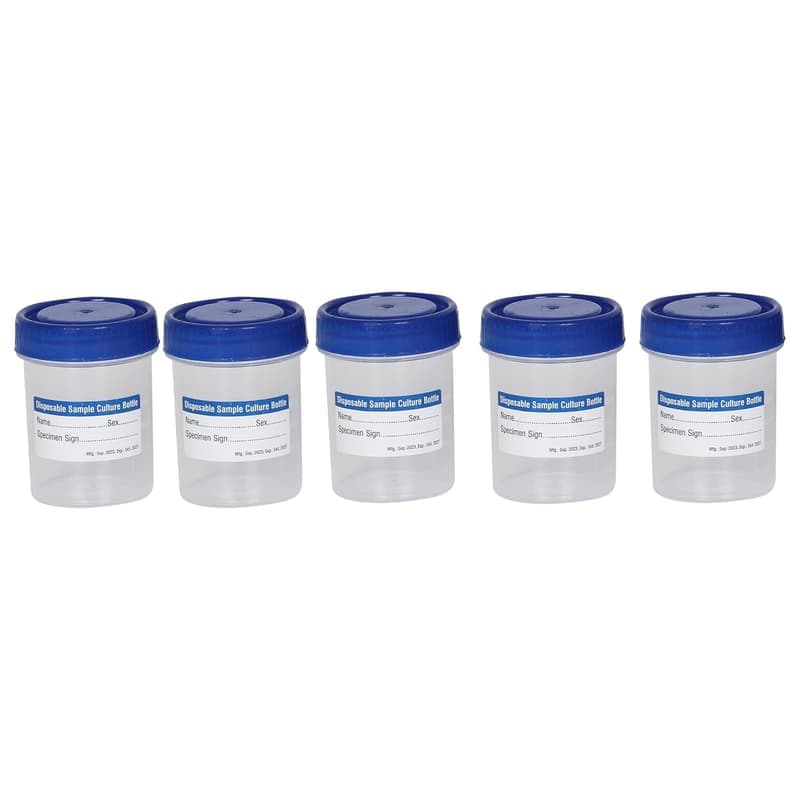 50ml Sterile Sample Collection Containers – Pack of 100 , Individually Pouch Packed, Leak-Proof, Disposable Plastic Containers for Urine, Stool & Lab Samples — image 1