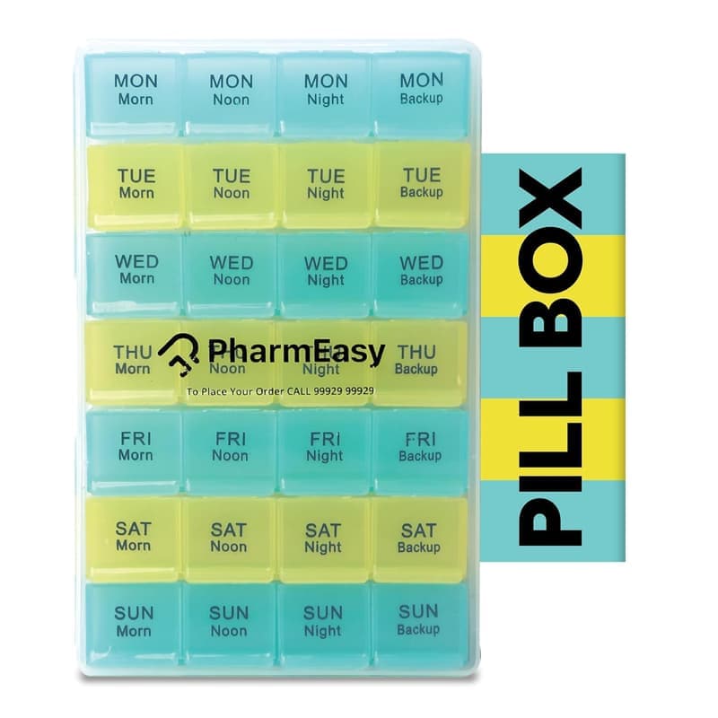 PharmEasy 7 Day Weekly Pill Box, Durable Medicine Organizer Box with Extra Large Multicoloured Compartments and BPA Free Material for Moisture Free Storage - Portable Tablet organiser β image 1