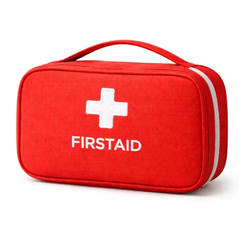 First Aid Kit Bag Portable Medicine Storage Box with Handle Multi-Utility Emergency Organizer with Mesh Pouch & Elastic Loops Spacious & Lightweight Ideal for Home, Travel, Camping & Car Red β image 1