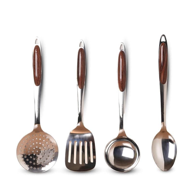The Indus Valley Stainless Steel Ladle/Spoon/Slotted Turner/Skimmer - Set of 4 , Cooking Utensils, Kitchen, Serving Tools , No Harmful Polish β image 1