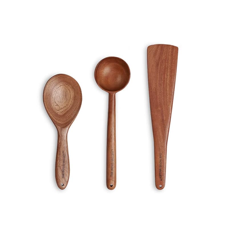 The Indus Valley Neem Wood Ladles - Wooden Flip/Spatula/Ladle For Cooking Dosa/Roti/Chapati , Kitchen Tools , No Harmful Polish , Handmade , Cookware - (Neem Wood, Set Of 3) - 25 Cm β image 1
