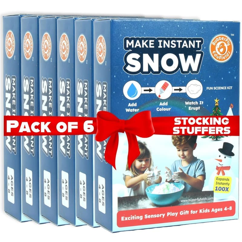 Butterfly EduFields Snow Magic Science Kit (Pack of 6) , Best Birthday Return Gifts for Kids Ages 4 5 6 7 8 , Instant Colorful Snow for Kids , Make Dry & Fluffy Snowman , Non-Toxic Reusable & Safe β image 1