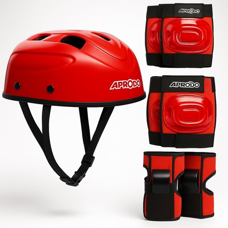 Aprodo Kids Sports Protective Gear Set , from Beginner to Advanced , for Ages 3-5-8-14 Boys & Girls , Includes Knee & Elbow Pads, Wrist Guards , Ideal for Skateboarding, Cycling & Scooter (Red) β image 1
