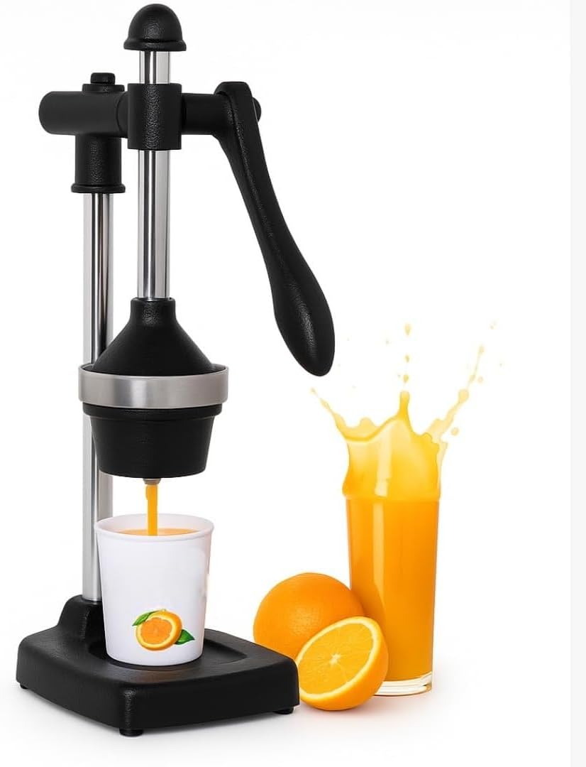 Juice Pro Black Aluminum Hand Press Citrus Juicer, Big, Black, 100% Made in India