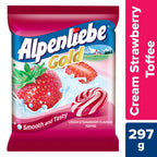 Alpenliebe Gold Cream Strawberry Flavoured Candy Pouch | Rich Creamy Toffees | 90 Pieces | 297 g