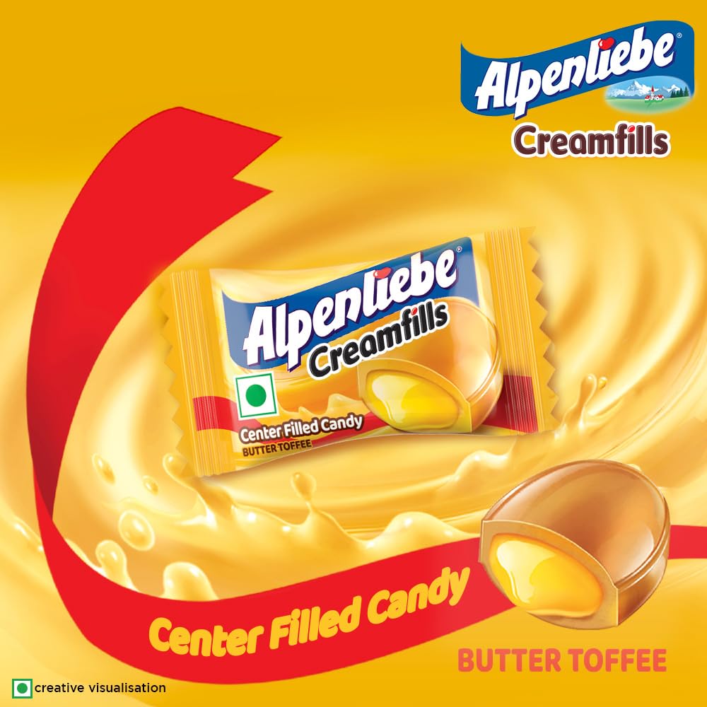 Alpenliebe Creamfills Chocolate Filled Soft Candies | Rich Creamy Center | 90 Pieces Pouch, 324g