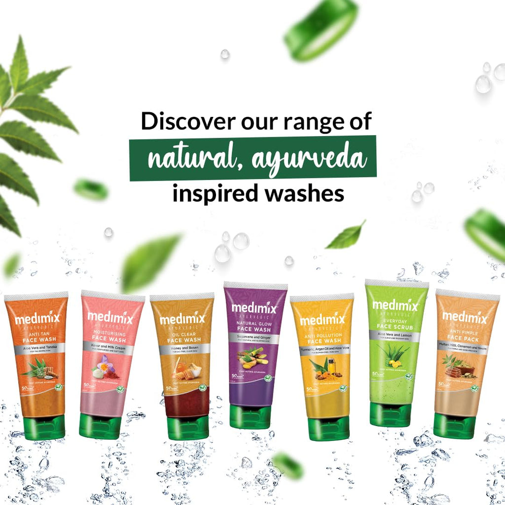Medimix Ayurvedic Anti Pimple Face Wash (3.5*oz) 100 ml | With Neem, Aloe Vera, and Turmeric | Helps reduce & prevent pimples | Natural | Herbal | Paraben-free | Soap-free |