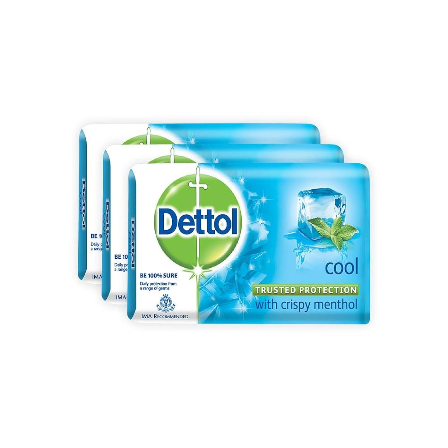 Dettol Cool Antibacterial Bar Soap for Healthy Skin, Refreshing Body Soap with Germ Protection, 125g Each (Pack of 3)