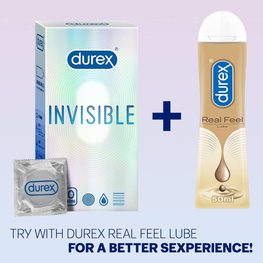 Durex Invisible Super Ultra Thin Condoms for Men - 10 Count - Packaging May Vary