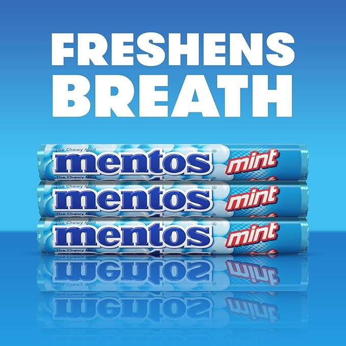 Mentos The Chewy Mint Candy Rolls – Mint Flavour, 858g (30 Rolls x 28.6g Each) | Bulk Pack for Wholesale & Retail