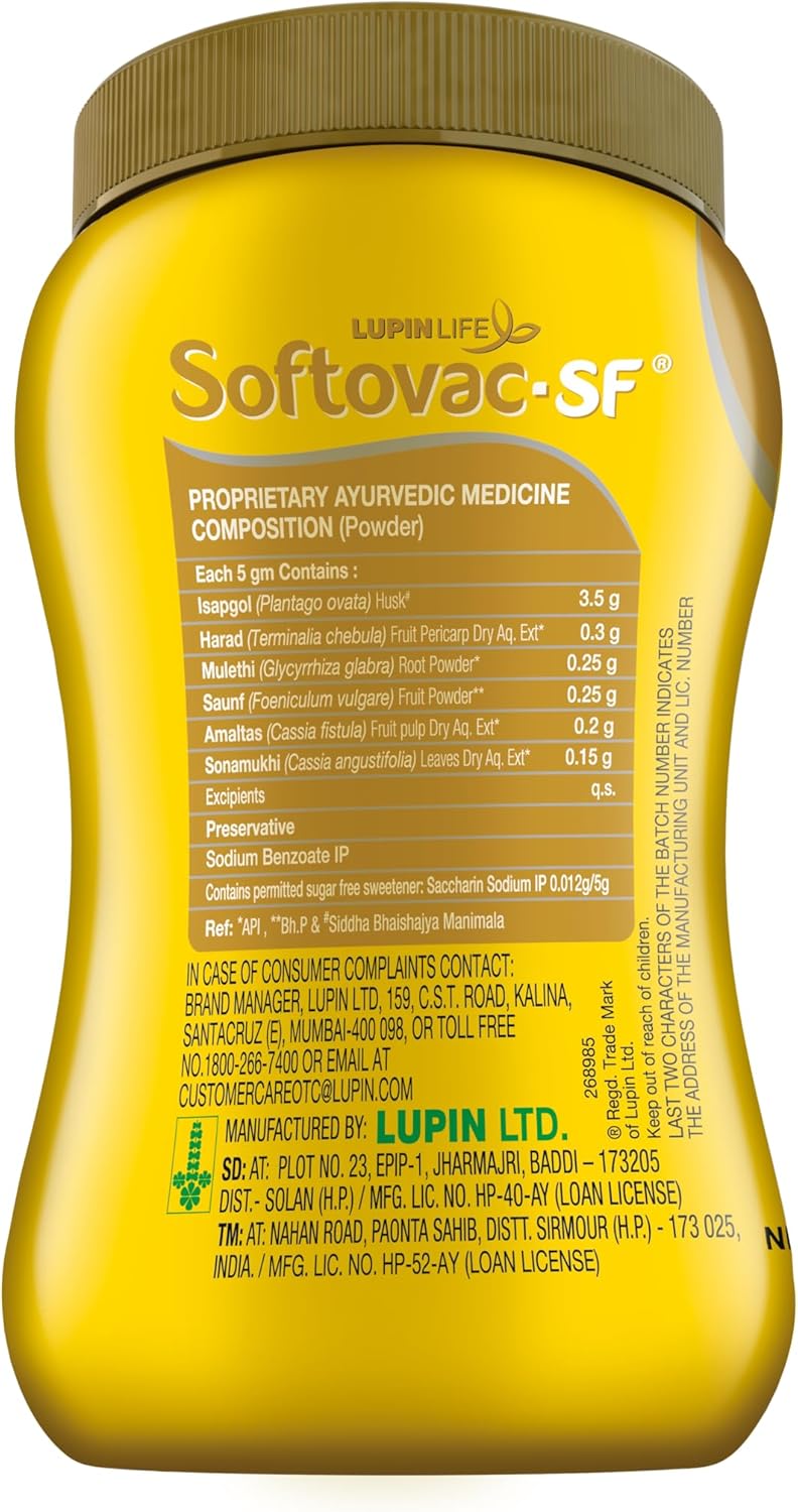 (Sugarfree) Bowel Regulator 250g - 100% Natural Actives: High Fiber Formula enriched with Sonamukhi, Harad, Mulethi, Saunf etc.