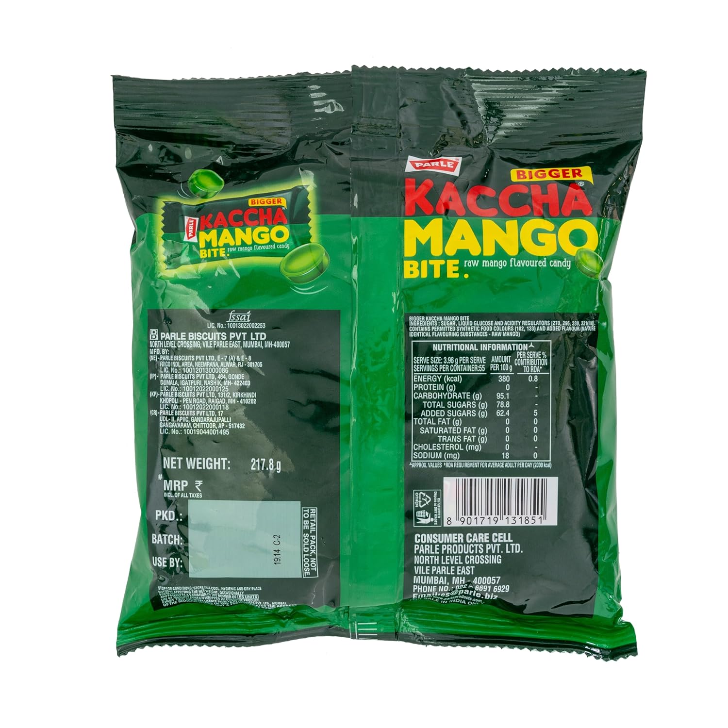 Parle Kaccha Mango Toffee – Raw Mango Flavour Candy | 50 Pieces (217.8g)Pack of 2